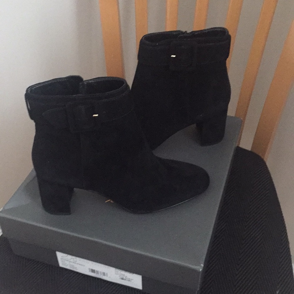 Ann Taylor Nettie buckle heeled bootie.